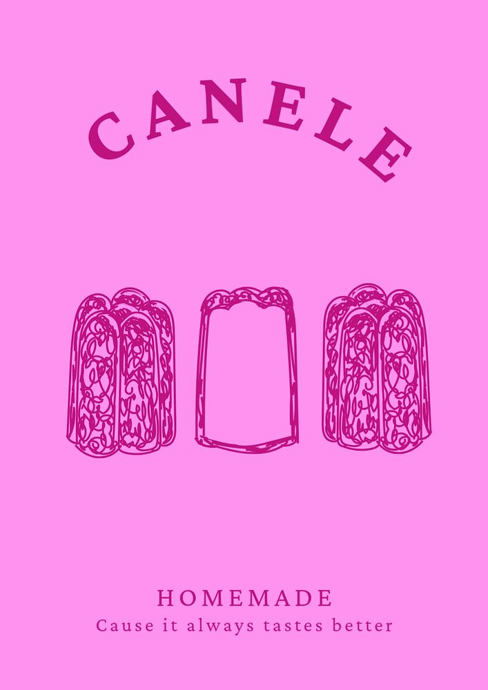 Pink canele editable poster template, homemade bakery shop