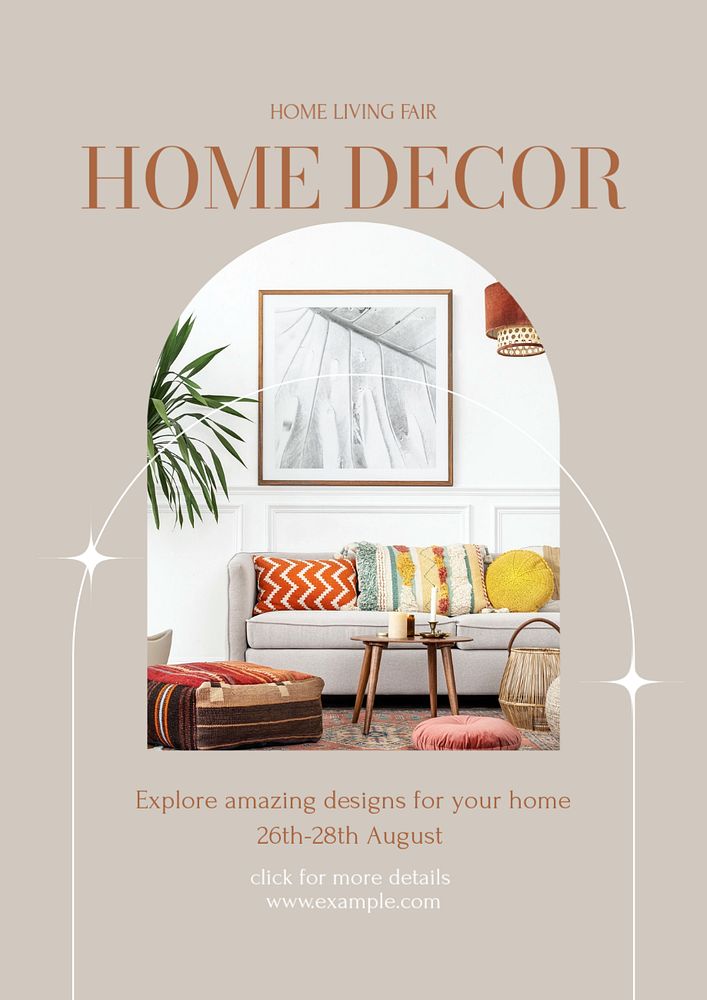 Home decor  poster template, editable design