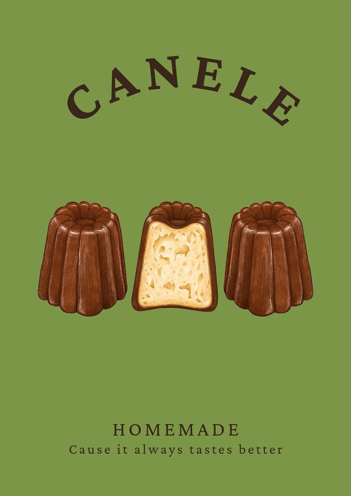 Homemade canele editable poster template, French pastry shop