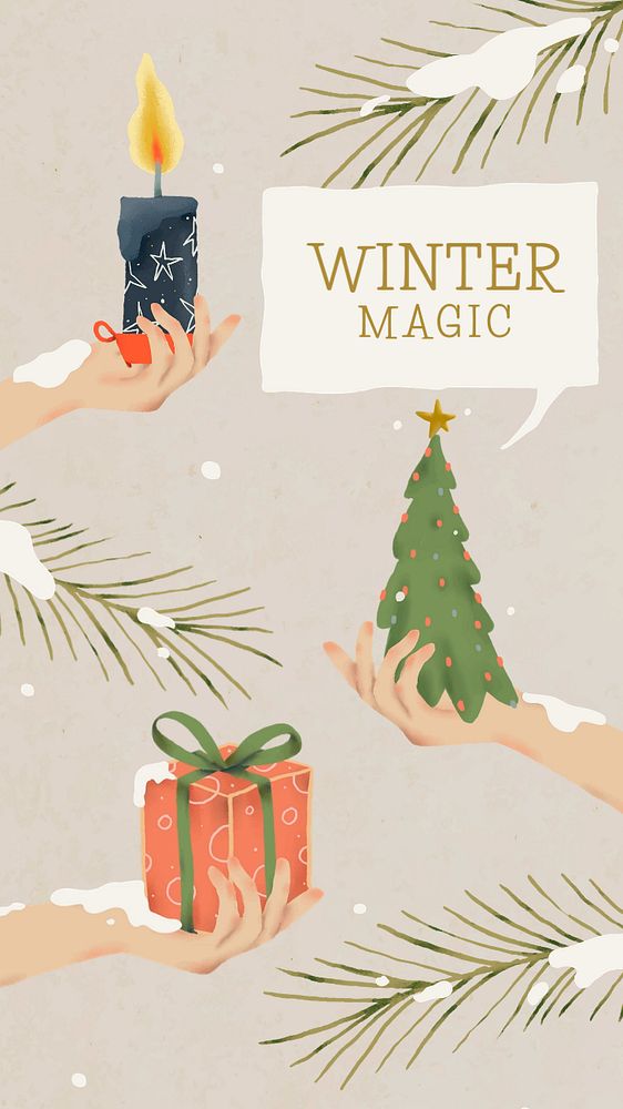 Winter magic Facebook story template, festive editable design