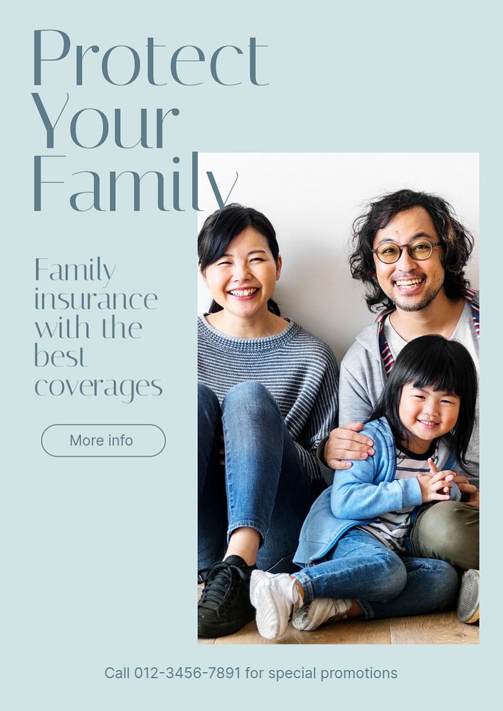 Family insurance  poster template, editable design