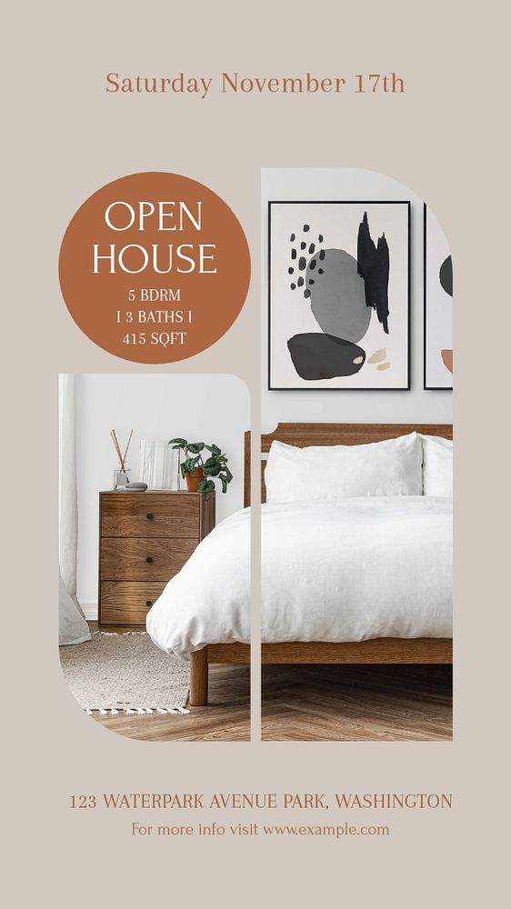 Open house  Instagram story template, editable design