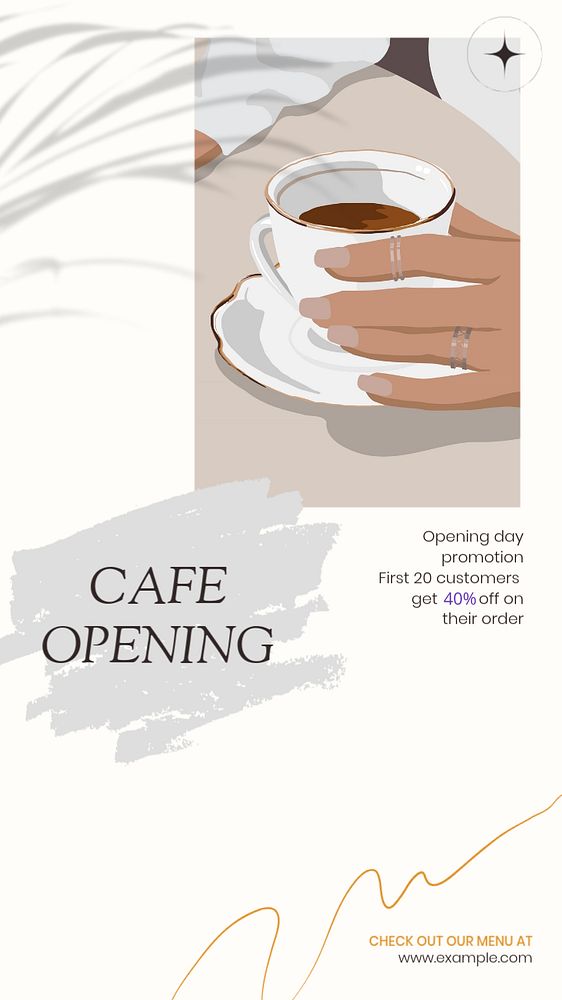 Cafe opening  Instagram story template, editable design