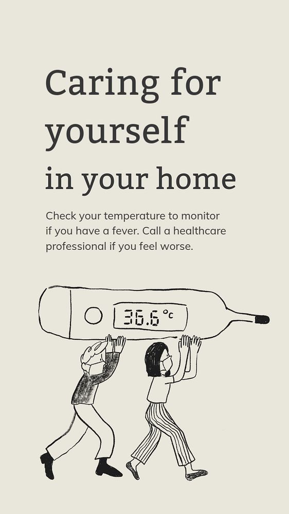 Temperature measurement Instagram story template, healthcare doodle