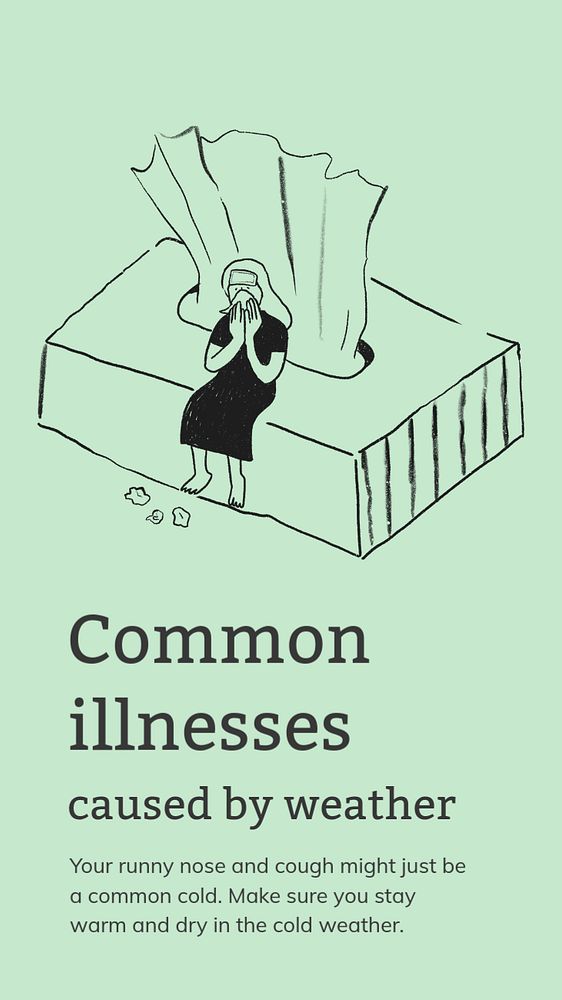 Common illnesses Instagram story template, healthcare doodle