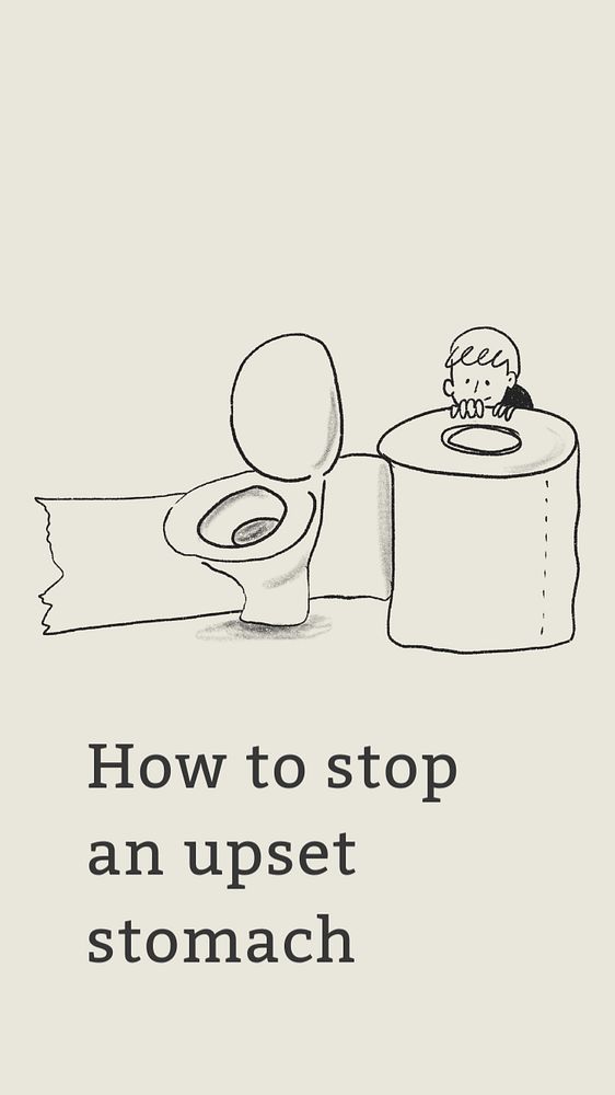 Upset stomach Instagram story template, toilet doodle