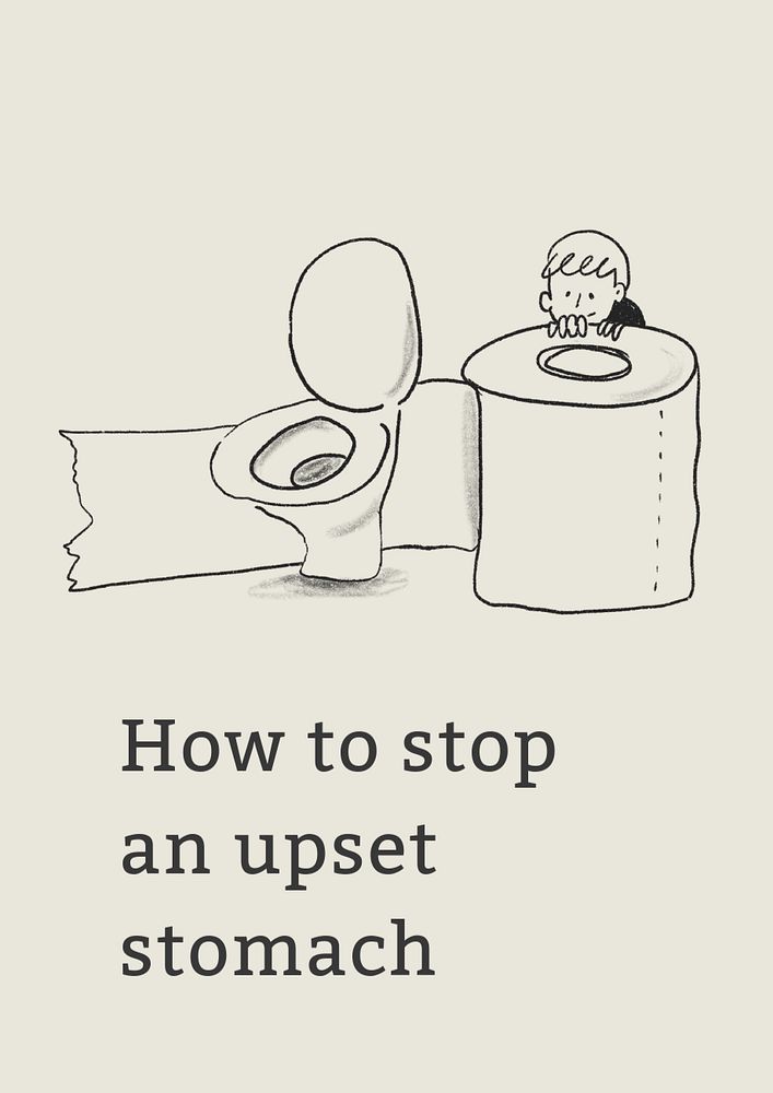 Upset stomach poster template, toilet doodle