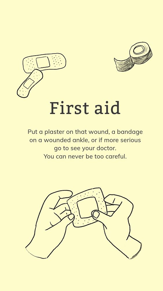 First aid Instagram story template, medical doodle