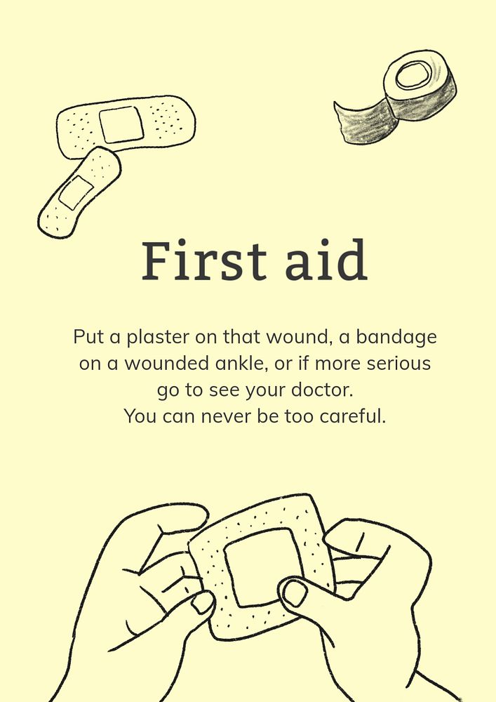 First aid poster template, medical doodle