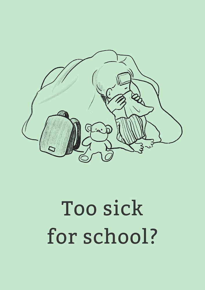 Children sickness poster template, little boy doodle