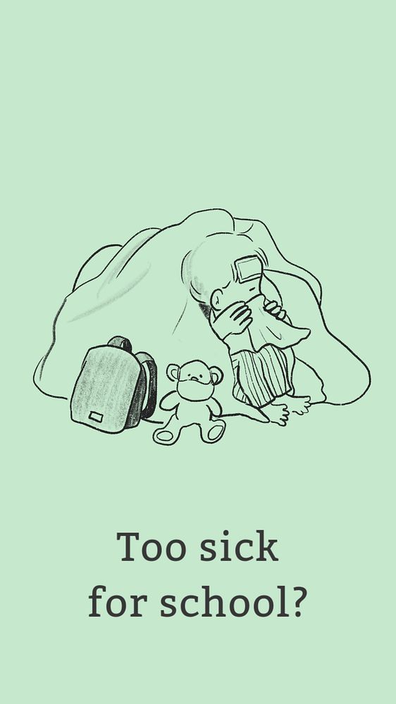 Children sickness Instagram story template, little boy doodle