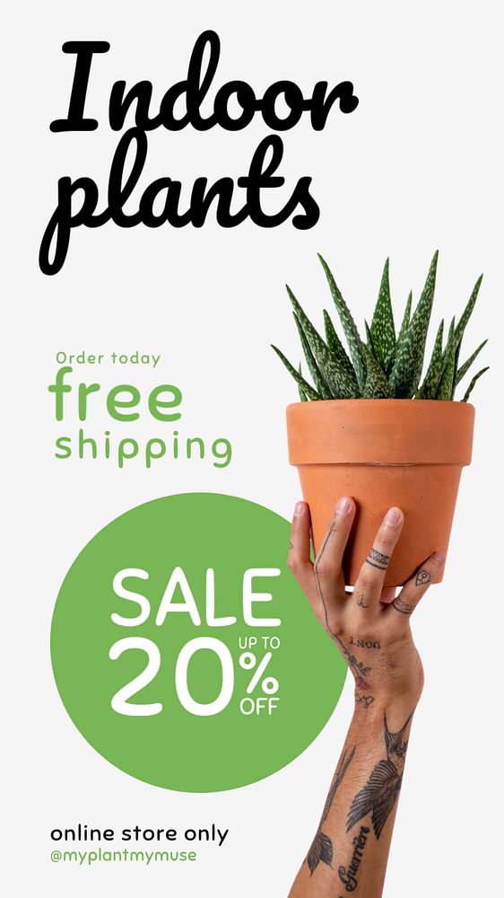 Online shop Pinterest pin template, editable plant store