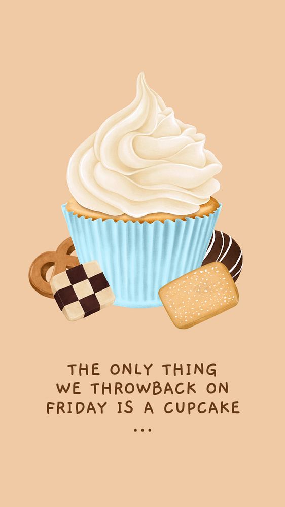 Cupcake quote phone wallpaper template