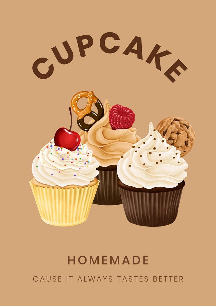 Cupcake shop editable poster template, homemade bakery