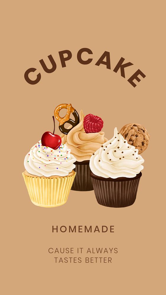 Brown cupcakes iPhone wallpaper template