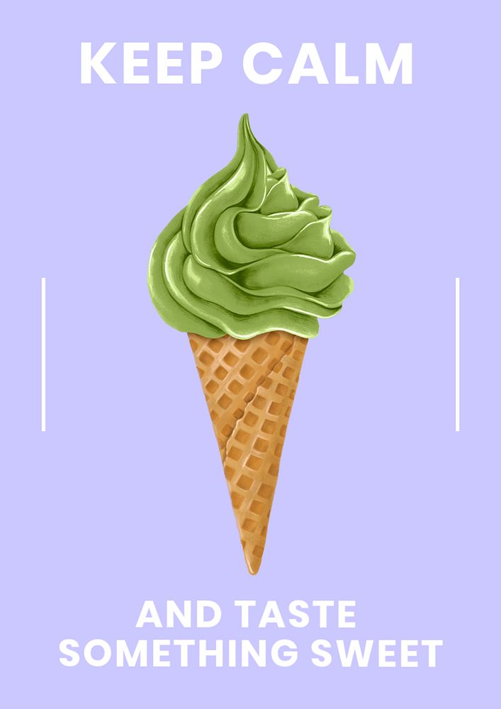 Soft serve editable poster template, keep calm illustration