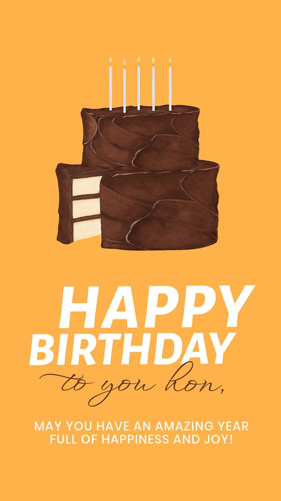 Happy Birthday Instagram story template, dessert illustration