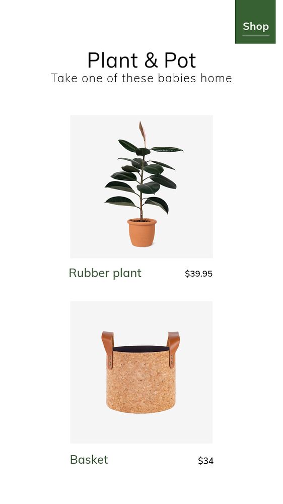 Plant store Instagram story template, editable design