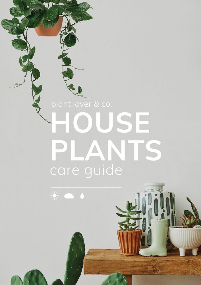 Houseplant guide poster template, editable design