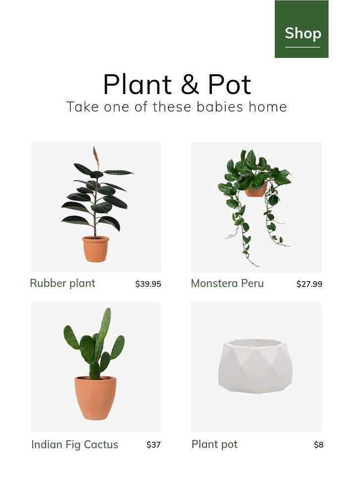 Plant store poster template, editable design