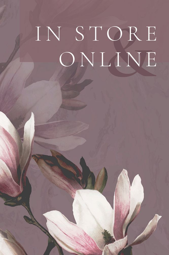 Online store Pinterest pin template, editable floral design