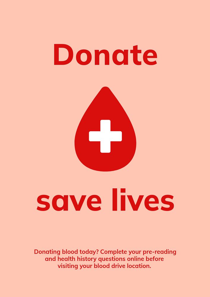 Donation save lives poster template, editable healthcare design