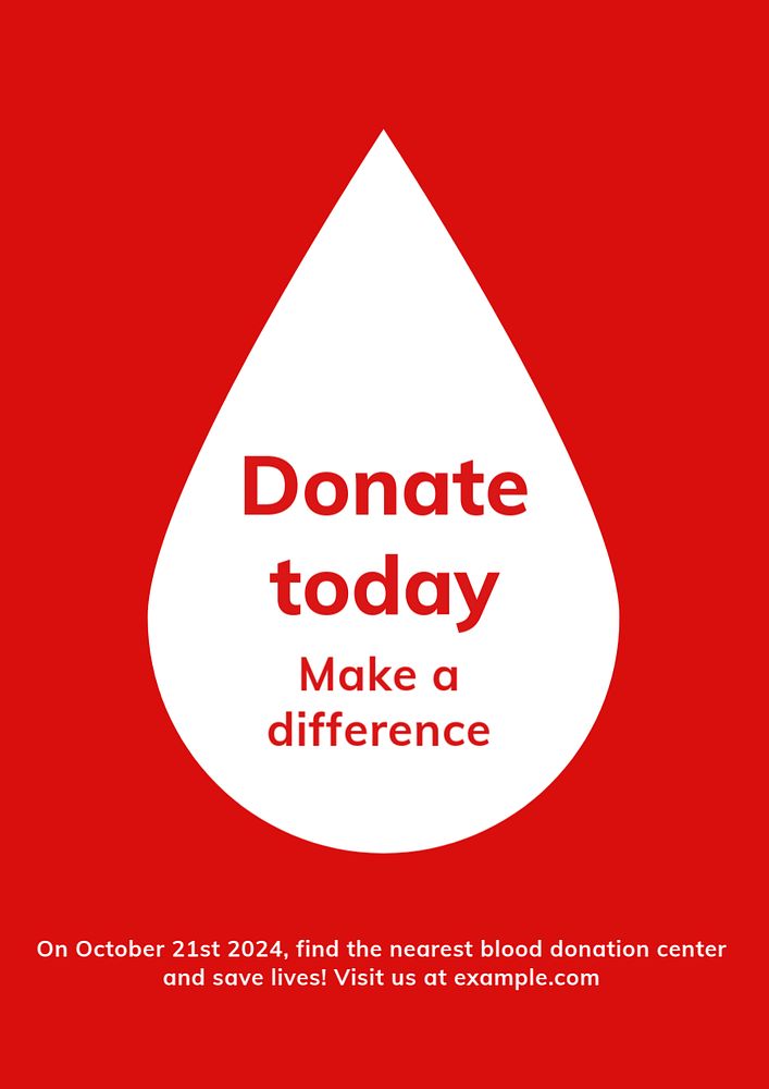 Donate blood campaign poster template, editable healthcare design