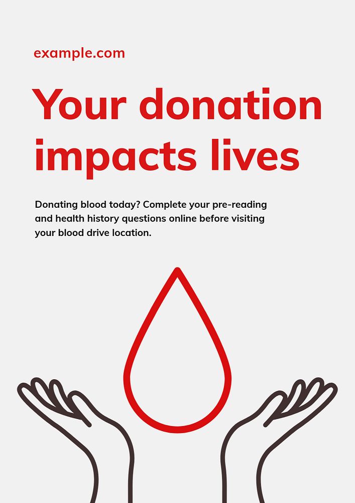 Donation impacts lives poster template, editable healthcare design