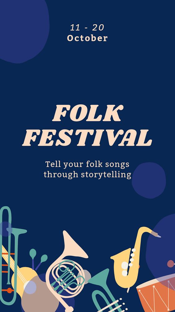 Folk festival Instagram story template, editable design