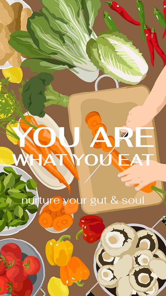 Vegetarian food Instagram story template, aesthetic illustration