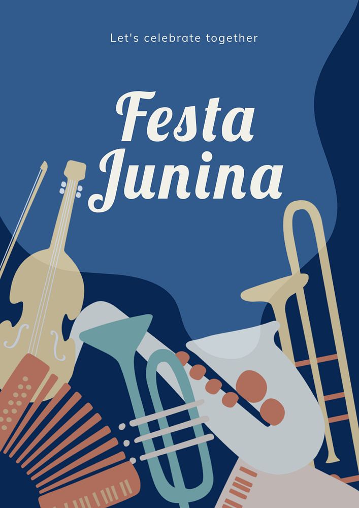 Festa Junina editable poster template, instrument design