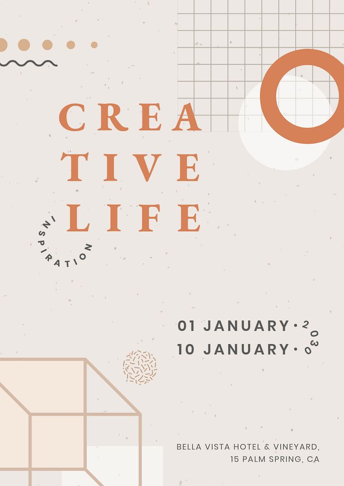 Creative life editable poster template, memphis design