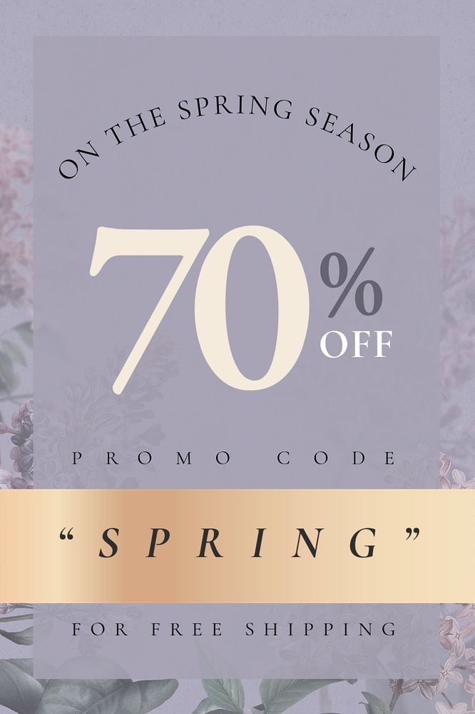 Promo code Pinterest pin template, editable floral design