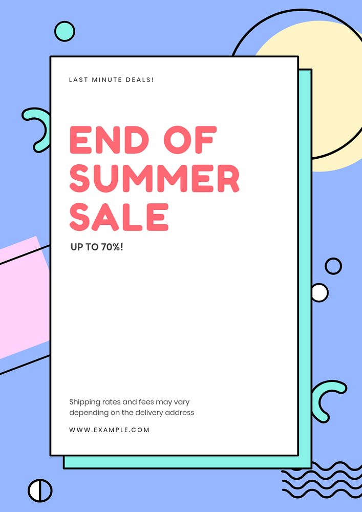 Summer sale editable poster template, memphis design