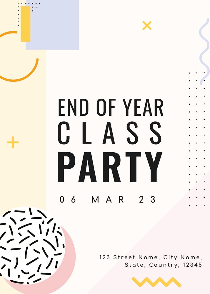 Memphis class party invitation template