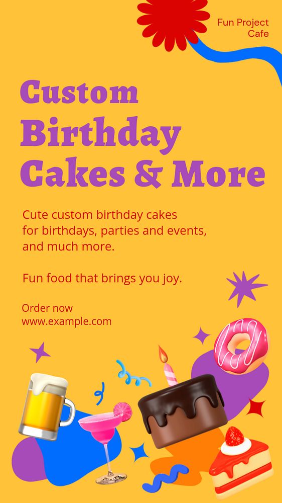 Custom cakes Pinterest pin template, editable business design