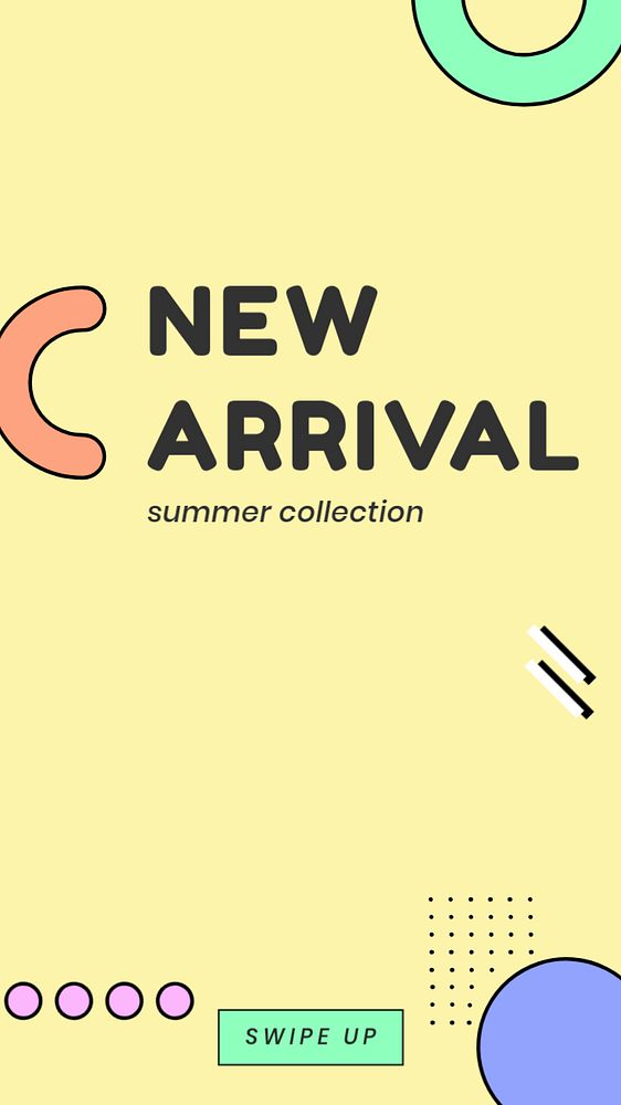 New arrival Instagram story template,  memphis design