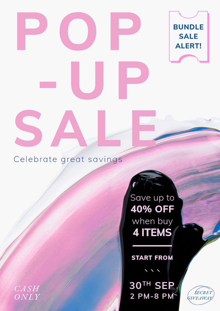 Pop-up sale poster template, editable text