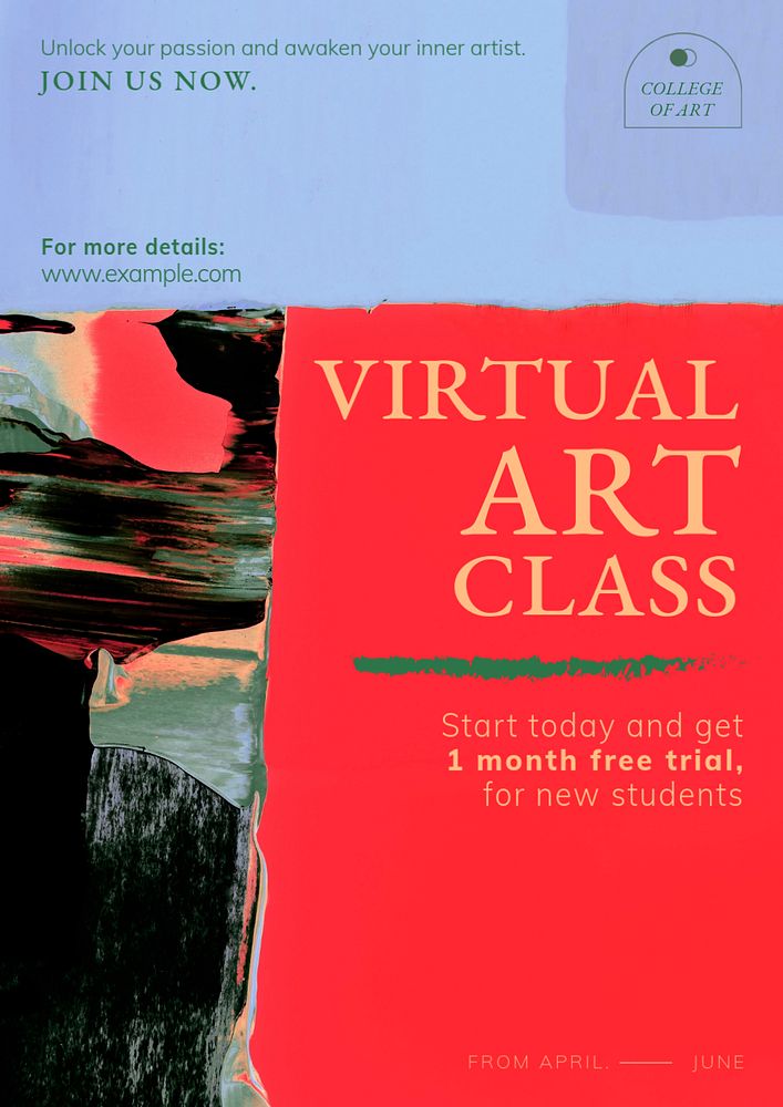 Art class poster template, editable text