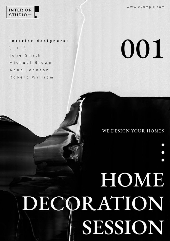 Interior design poster template, editable text