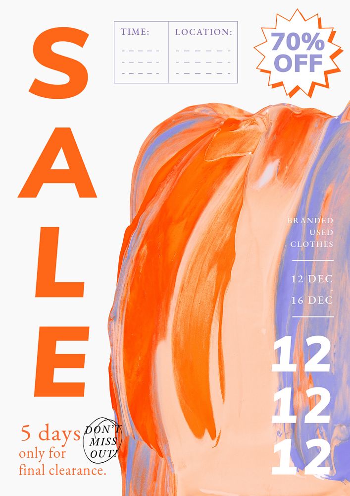 Clearance sale poster template, editable text