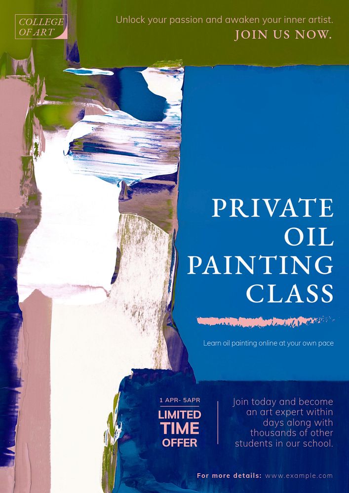 Painting class poster template, editable text