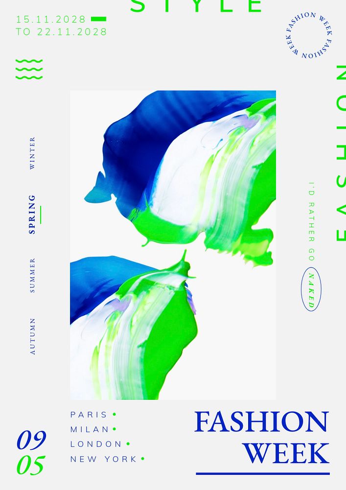 Fashion week poster template, editable text