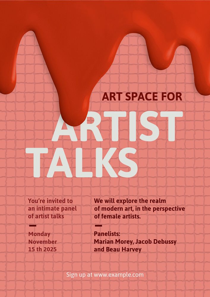 Art talk show  poster template, editable abstract color paint design