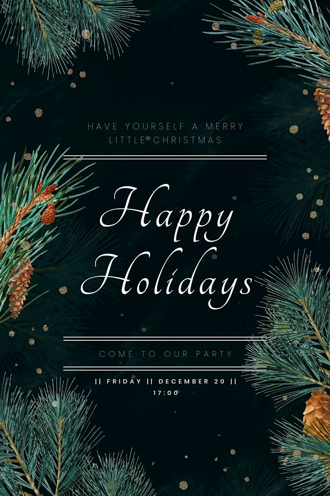 Happy holidays Pinterest pin template, editable design