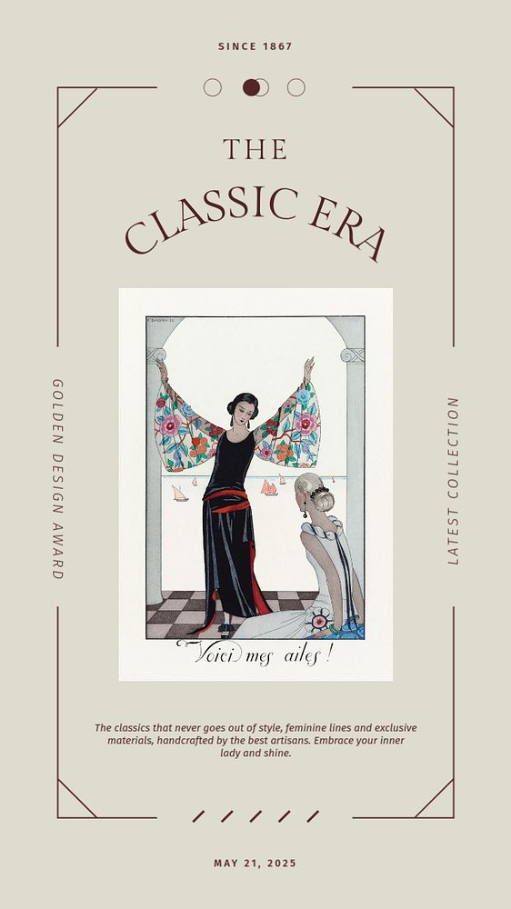 Classic era Instagram story template, famous illustration by George Barbier, remixed by rawpixel.