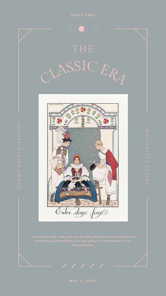 Classic era Instagram story template, famous illustration by George Barbier, remixed by rawpixel.