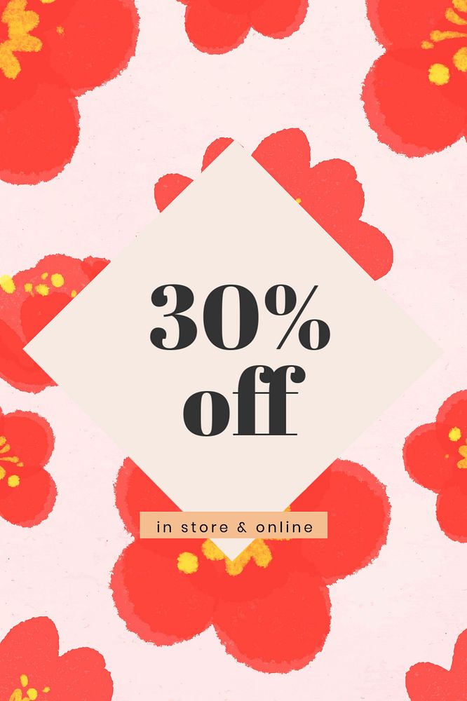 Sale promotion Pinterest pin template, editable floral design