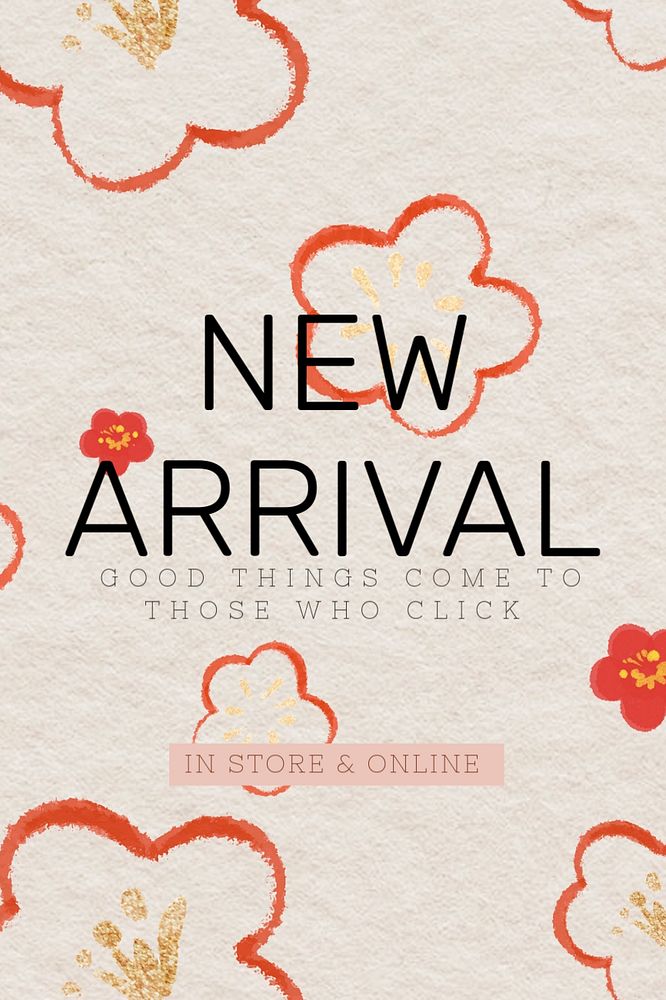 New arrival Pinterest pin template, editable floral design