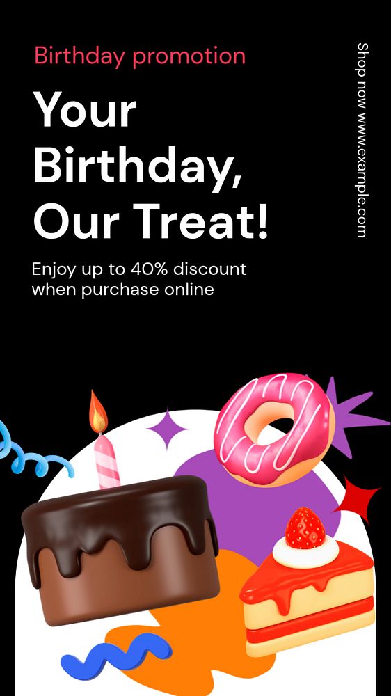 Birthday promotion Instagram story template, editable business design